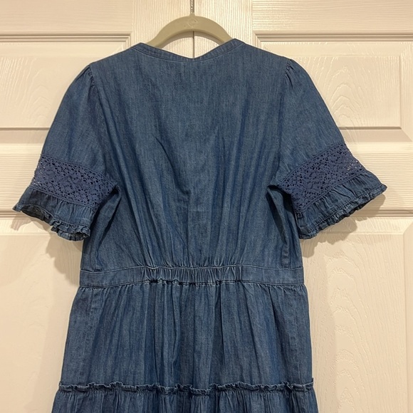 gap x LOVESHACKFANCY Denim Lace Dress Womens Size Medium - Picture 4 of 8